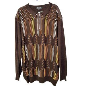 Vintage Stacy Adams brown collared 1/4 zip pullover sweater 4XL